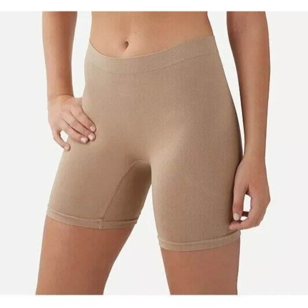 Breezies Large Nude Beige Seamless Long Leg Panties Boyshorts New